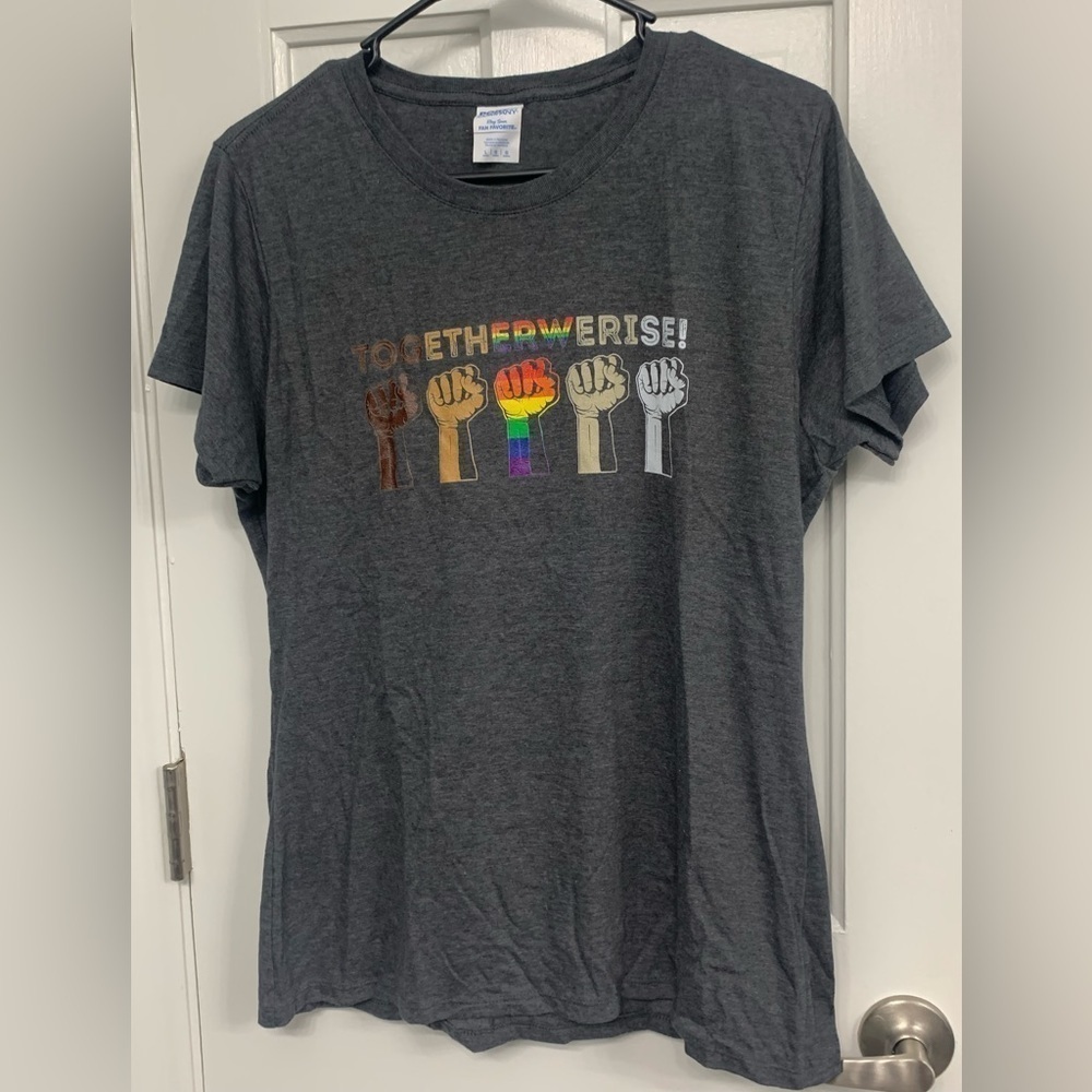 Together We Rise tee shirt - loose fit, ladies Large